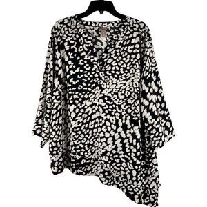 Chico’s Women’s Animal Print Leopard Asymmetrical Blouse 3 XL
